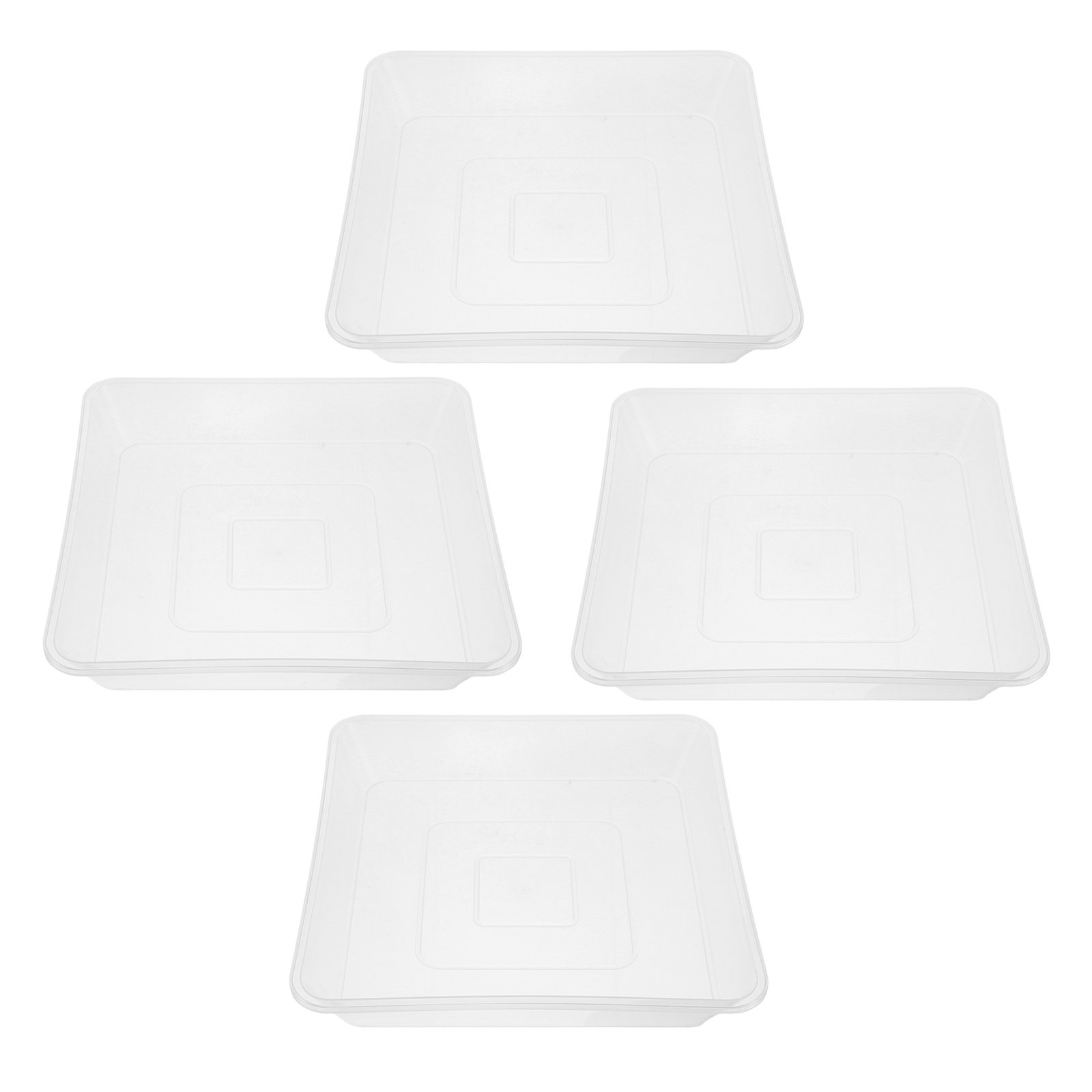 Drip Tray Saucer - 4Pcs Clear Square Plant Saucer Thickened