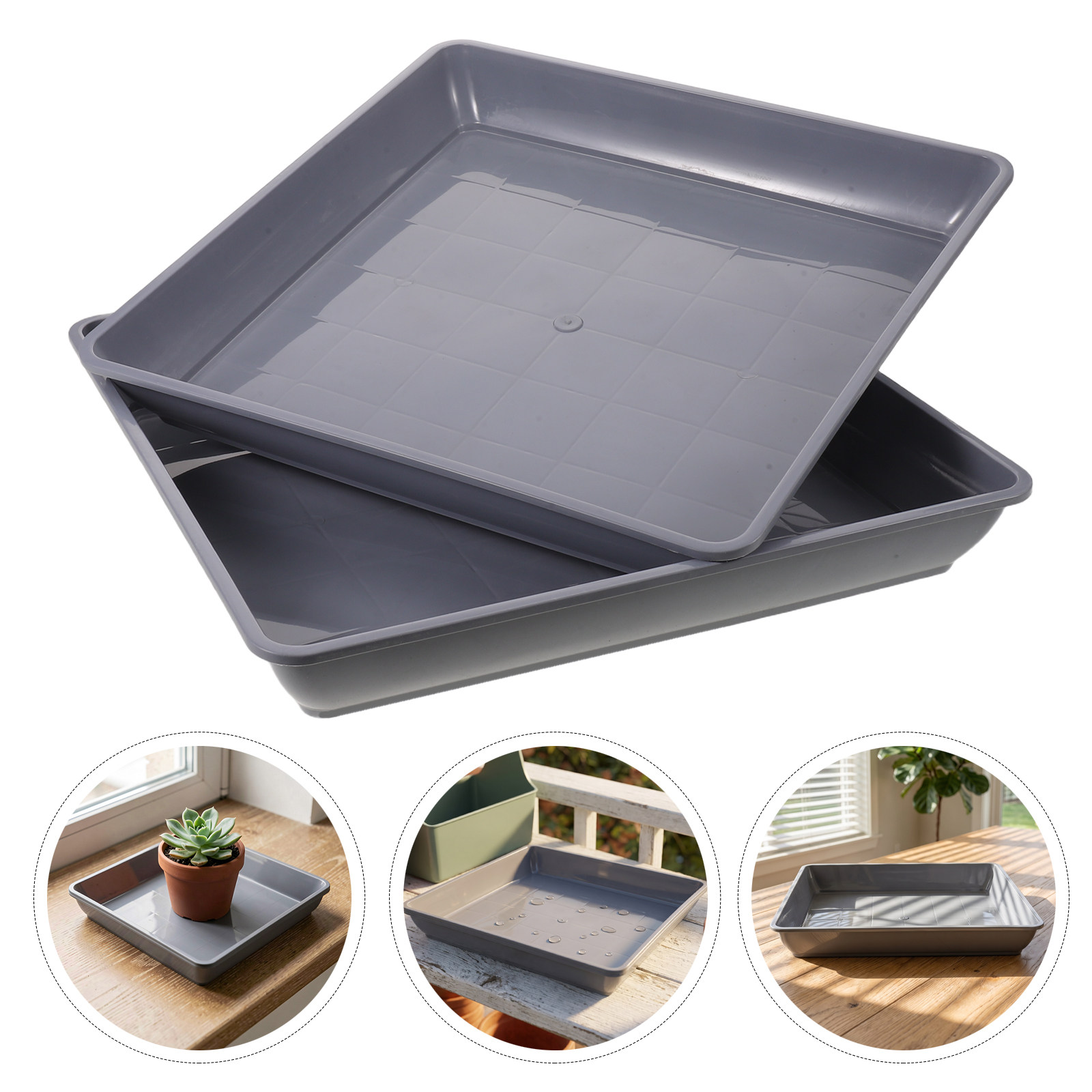 2Pcs Square Plastic Plant Pot  - огляд і ціна Drip Tray Saucer